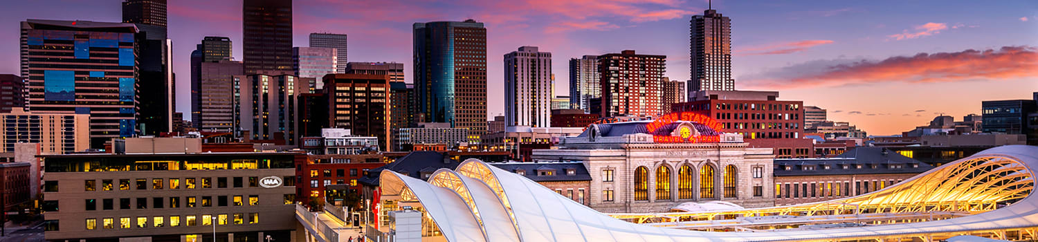 Image of Union Station, an iconic landmark and vital transportation source, in downtown Denver