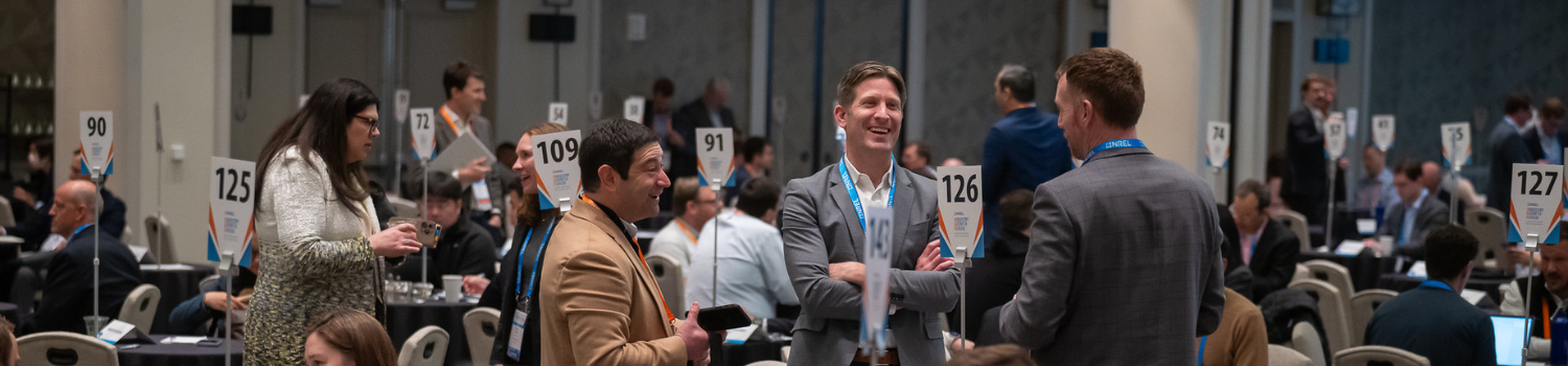 people talking in a crowded room