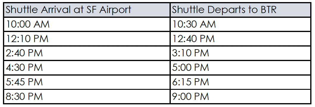 Shuttle Schedule
